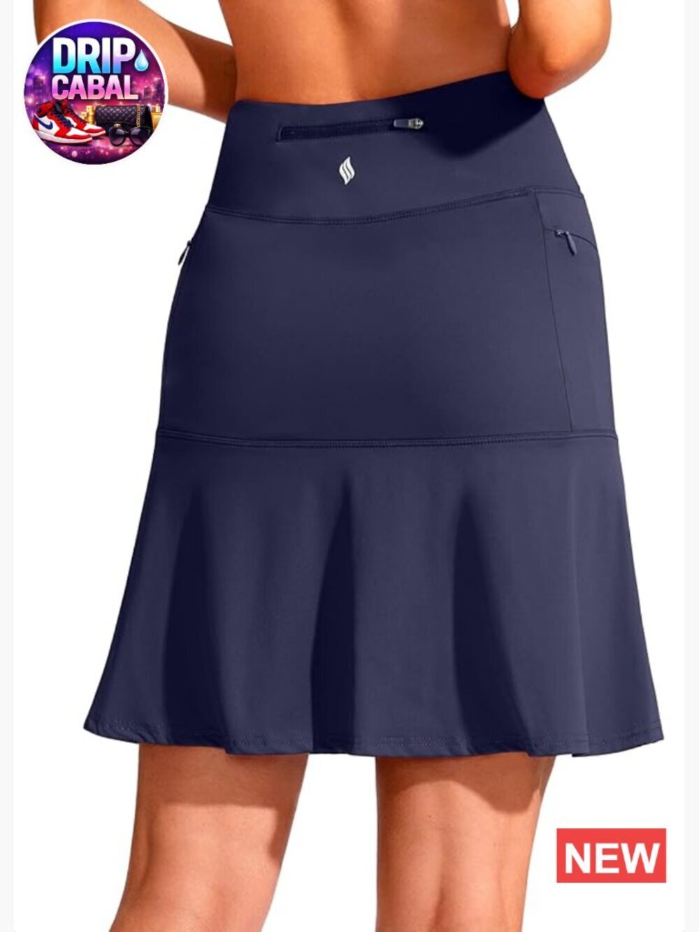 Knee Length Golf Skort with Pockets High Waist Athletic Tennis Skirt UPF50+